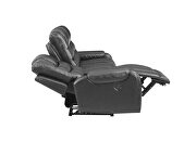 Power reclining loveseat made with leather gel upholstery in gray by Galaxy additional picture 3