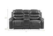 Power reclining loveseat made with leather gel upholstery in gray by Galaxy additional picture 5