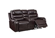 Power reclining sofa made with leather gel upholstery in espresso by Galaxy additional picture 5