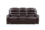 Power reclining sofa made with leather gel upholstery in espresso by Galaxy additional picture 10