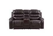 Power reclining loveseat made with leather gel upholstery in espresso by Galaxy additional picture 2