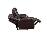 Power reclining loveseat made with leather gel upholstery in espresso by Galaxy additional picture 4