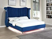 Navy velvet wingback headboard queen bed w/ multicolor led lights by Galaxy additional picture 2