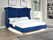 Navy velvet wingback headboard queen bed w/ multicolor led lights by Galaxy additional picture 7