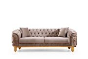 Tufted upholstery sofa finished with velvet fabric in cappuccino by Galaxy additional picture 2