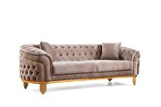 Tufted upholstery sofa finished with velvet fabric in cappuccino by Galaxy additional picture 12