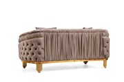 Tufted upholstery sofa finished with velvet fabric in cappuccino by Galaxy additional picture 5