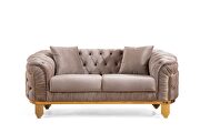 Tufted upholstery sofa finished with velvet fabric in cappuccino by Galaxy additional picture 7