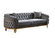 Tufted upholstery sofa finished with velvet fabric in gray by Galaxy additional picture 11