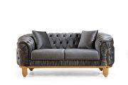 Tufted upholstery sofa finished with velvet fabric in gray by Galaxy additional picture 14