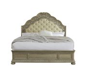 Classic bed w/ carved tufted headboard by Global additional picture 8