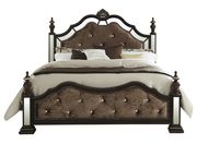 Deep brown mirrored accents king size bed by Global additional picture 2
