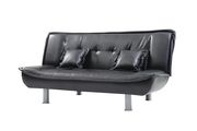 Black faux leather sofa bed w/ tube metal legs by Glory additional picture 2