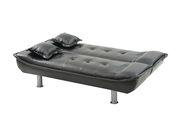 Black faux leather sofa bed w/ tube metal legs by Glory additional picture 3