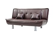 Brown faux leather sofa bed w/ tube metal legs by Glory additional picture 2