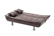 Brown faux leather sofa bed w/ tube metal legs by Glory additional picture 3