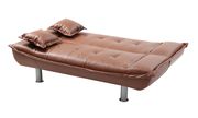 Chocolate faux leather sofa bed w/ tube metal legs by Glory additional picture 3