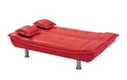 Red faux leather sofa bed w/ tube metal legs by Glory additional picture 3