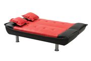 Red/black faux leather sofa bed w/ tube metal legs by Glory additional picture 3