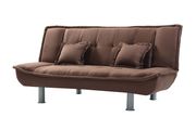 Brown microfiber sofa bed w/ chrome legs by Glory additional picture 2