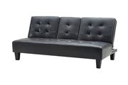 Black faux leather sofa bed w/ cup holders by Glory additional picture 2