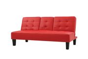 Red faux leather sofa bed w/ cup holders by Glory additional picture 2