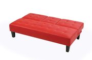 Red faux leather sofa bed w/ cup holders by Glory additional picture 3