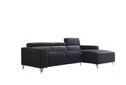 Black velvet fabric micro suede sectional sofa by Glory additional picture 2