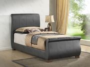 Black bycast leather bed in casual style by Glory additional picture 2