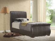 Dark brown bycast leather bed in casual style by Glory additional picture 2