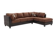 Chocolate Fabric/Espresso Bycast Sectional Sofa by Glory additional picture 2