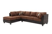 Chocolate Fabric/Espresso Bycast Sectional Sofa by Glory additional picture 2