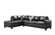 Black reversible bonded leather sectional sofa by Glory additional picture 2