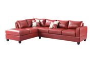 Red reversible bonded leather sectional sofa by Glory additional picture 2