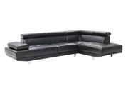 Adjustable arms/headrests black faux leather sectional sofa by Glory additional picture 2