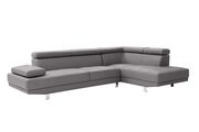 Adjustable arms/headrests gray faux leather sectional sofa by Glory additional picture 2