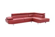 Adjustable arms/headrests red faux leather sectional sofa by Glory additional picture 2