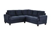Navy blue microfiber sectional sofa w/ modern flare by Glory additional picture 2