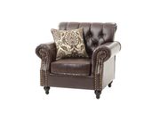 Dark brown faux leather tufted classical style sofa by Glory additional picture 2