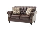 Dark brown faux leather tufted classical style sofa by Glory additional picture 4