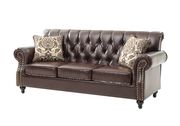 Dark brown faux leather tufted classical style sofa by Glory additional picture 5