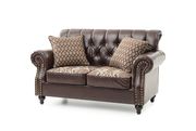Dark brown faux leather tufted classical style loveseat by Glory additional picture 2