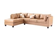 Tan bycast leather reversible sectional sofa by Glory additional picture 2