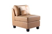 Tan bycast leather reversible sectional sofa by Glory additional picture 3