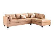 Tan bycast leather reversible sectional sofa by Glory additional picture 2