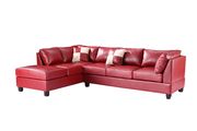 Red bycast leather reversible sectional sofa by Glory additional picture 2