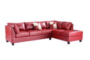 Red bycast leather reversible sectional sofa by Glory additional picture 2