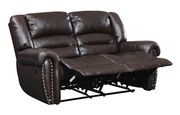 Chocolate bonded leather reclining sofa by Glory additional picture 3