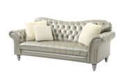 Tufted classical style silver sofa w/ carved back by Glory additional picture 2