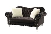 Tufted classical style black velvet sofa by Glory additional picture 4